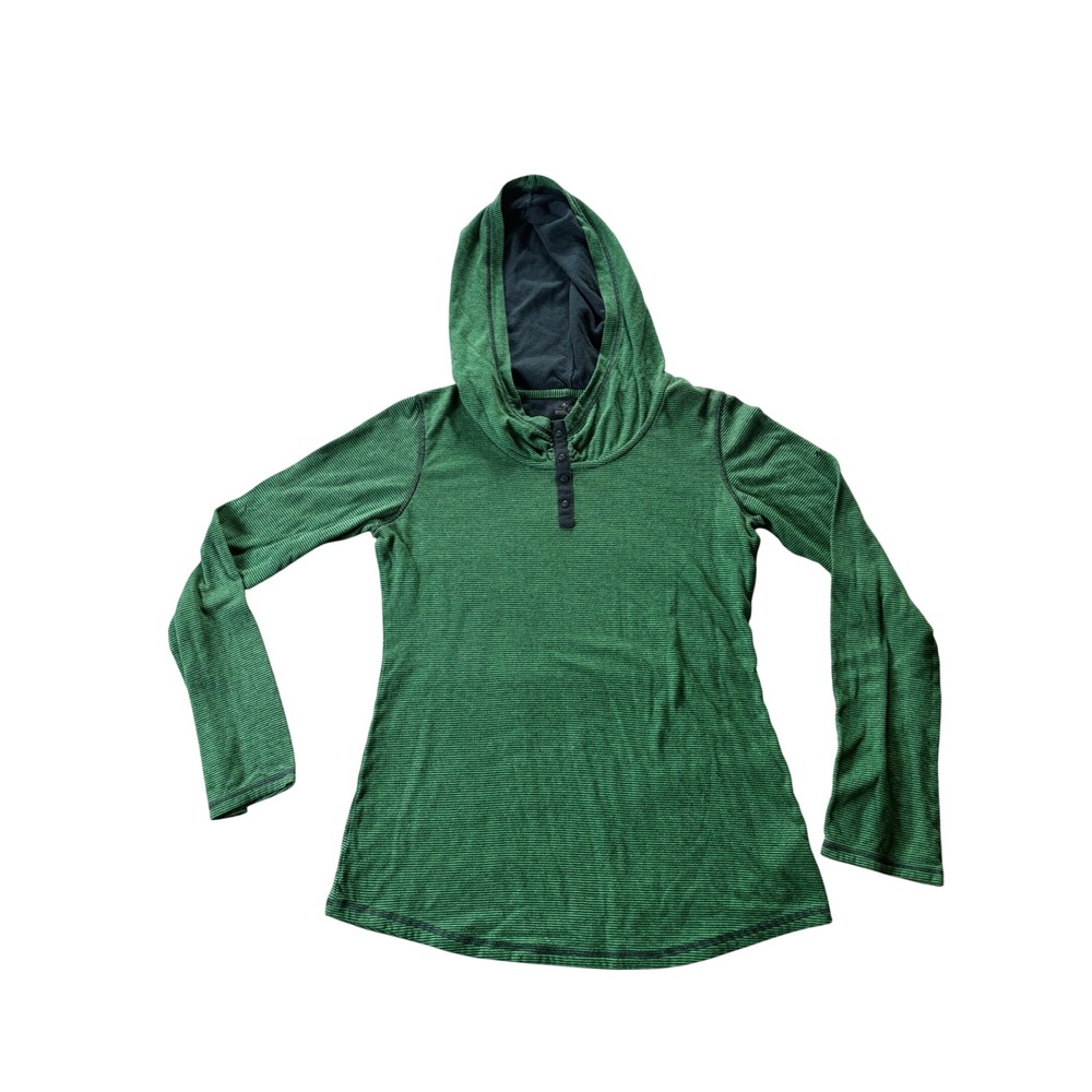 Columbia Mens Hoodie Shirt Large Green Striped Henley Long Sleeve Gorpcore